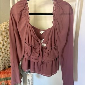 Astr Mauve Ruched Blouse